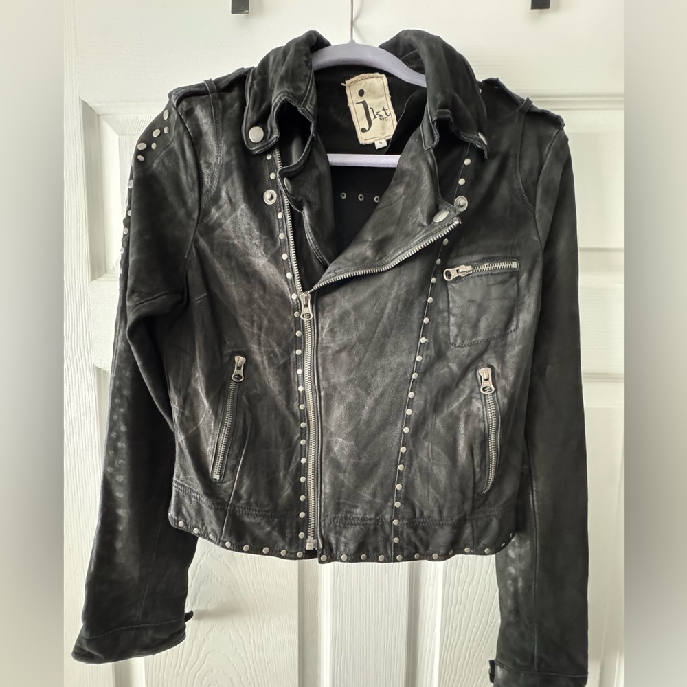 Jkt NYC Black Leather Studded Jacket